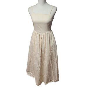 Japna Dress Pockets Spaghetti Strap Adjustable‎ Empire Waist Womens Small Cream